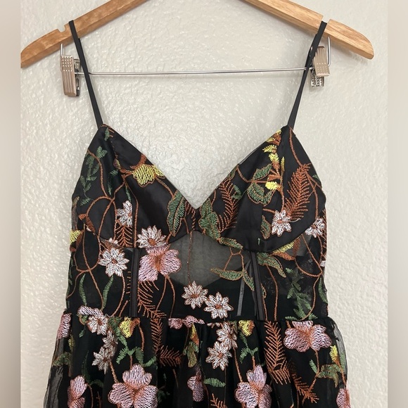 Radiant Fantasy Black Floral Embroidered Tulle Maxi Dress - Picture 7 of 9